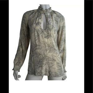 Joie 100% silk leaf print ruffle top